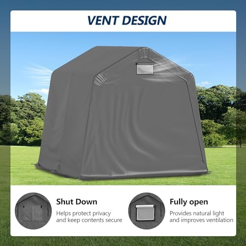 COVERONICS 8' x 8' Outdoor Portable Storage Shelter Shed, Grey