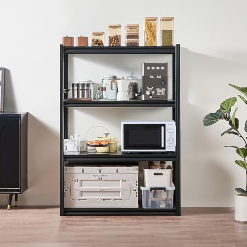 VEVOR Storage Shelves, 2400 lbs, 4 Tier Garage Storage Shelving, 20" D x 40" W x 57" H Adjustable Metal Shelves for Garage Shelves Utility Rack Shelf, Ideal for Kitchen, Warehouse, Basement, Black