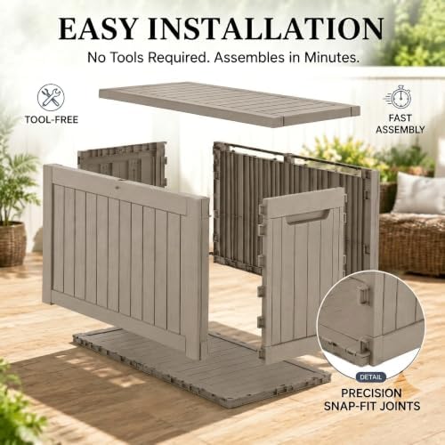 200 Gallon Deck Boxes Outdoor Waterproof, Outdoor Storage Box with Lockable Lid & UV-Resistant for Patio Furniture, Outdoor Cushion, Garden Tools and Pool Supplies, Gray