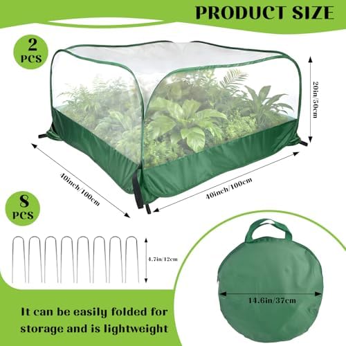 2Pcs 40"x40"x20" Pop Up Garden Mesh Plant Cover-Foldable Plant Protector