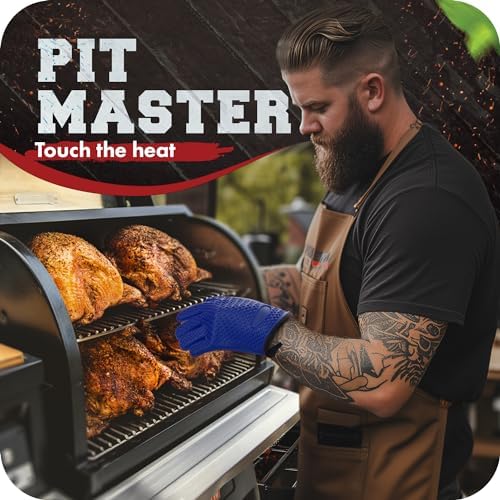 KITCHEN PERFECTION Silicone Smoker BBQ Gloves - Heat Resistant Oven Mitts