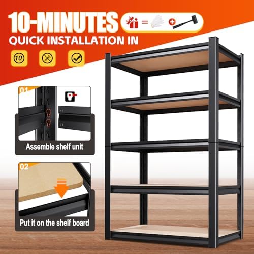 3 Tier Garage Shelving,Garage Storage Shelves,Adjustable Heavy Duty Metal Shelving Units and Storage Large Rack,Utility Steel Shelf For Shop Warehouse Industrial Pantry Basement Organizers 35"x33"x16"