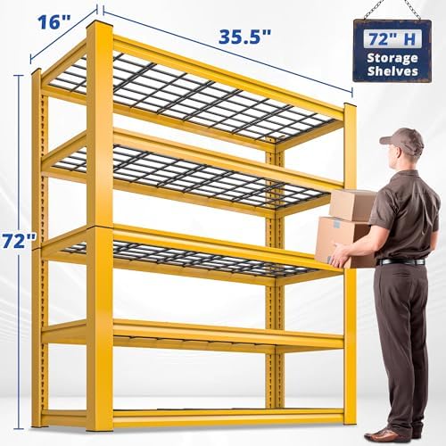 REIBII 72''H Garage Shelving 3010 LBS Storage Shelves Adjustable Metal Shelving 5 Tier Metal Shelves for Storage Industrial Shelf for Kitchen Pantry Warehouse Basement 72" HX35.5 WX16 D, 3 Pack