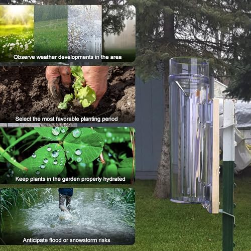 Outdoor Rain Gauge and Snow Professional Stratus Long Term, Made of UV and Heat Resistant Polycarbonate Material for All Weather Conditions with Precise Mounting Bracket