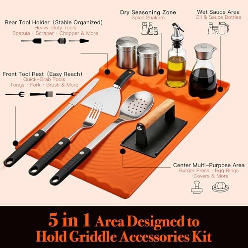 Silicone Grill Mat for Blackstone Griddle Accessories (Orange)
