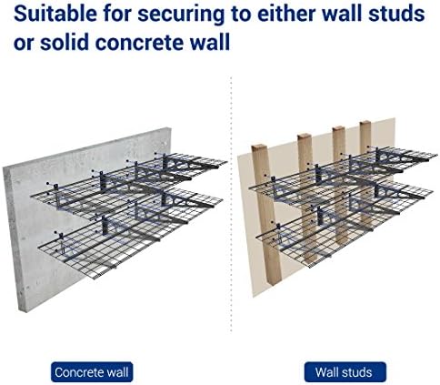 FLEXIMOUNTS WR26B-SBA 2' x 6' Wall Shelf Garage Storage Rack (2 Pack), Black, 24" x 72"