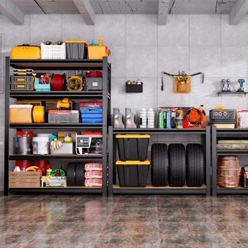 Set of 7-71"H Garage Shelving,5 Tier Garage Storage Shelves,Adjustable Heavy Duty Metal Shelving Unit and Storage Large Rack,Utility Steel Shelf For Warehouse Industrial Pantry Basement 32"Wx14"D