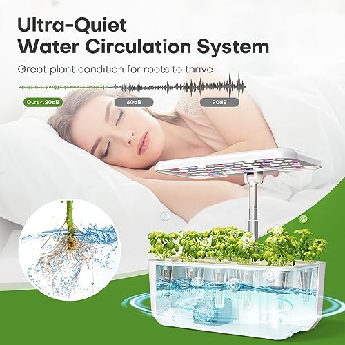 Ahopegarden Indoor Garden Hydroponics Growing System: 10 Pods Kit with LED