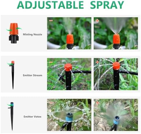 256FT Drip Irrigation System Kit, 163PCS Automatic Garden Watering Misting System with 1/4" Distribution & 1/2" Hose Tubing and Accessories for Greenhouse, Yard, Lawn, Plant