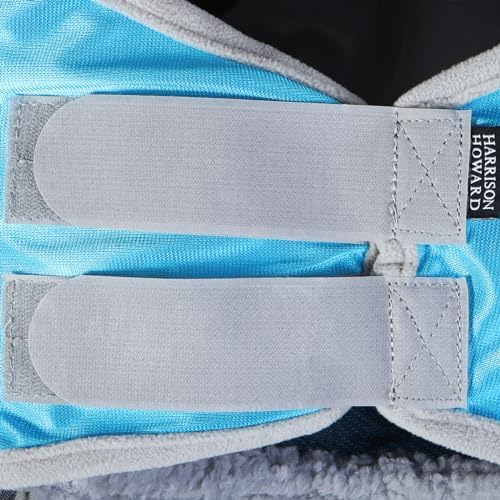 Harrison Howard CareMaster Pro Luminous Horse Fly Mask Large Eye Space Long Nose with Ears UV Protection for Horse Sky Blue XL Extra Full