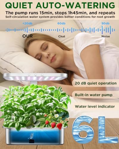 Hydroponics Growing System 15 Pods, Indoor Herb Garden Kit with Grow Light