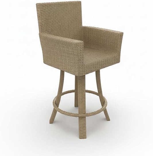 Covers & All Universal 25" Counter Height Swivel Bar Stools, 8 mm Jacobean Flat Wicker Patio Furniture with Smooth Swivel Motion, Durable Outdoor Furniture for Deck & Poolside (23" L x 23" W x 42" H)