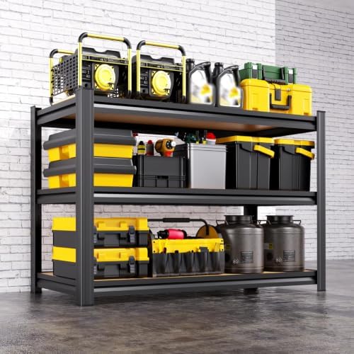 3T Garage Shelving Heavy Duty Storage Shelves, Metal Adjustable Shelving Unit, Utility Garage Organizer Shelf for Basement, Pantry, Kitchen, Warehouse, 33.5" Hx35.4 Wx15.7 D, Black