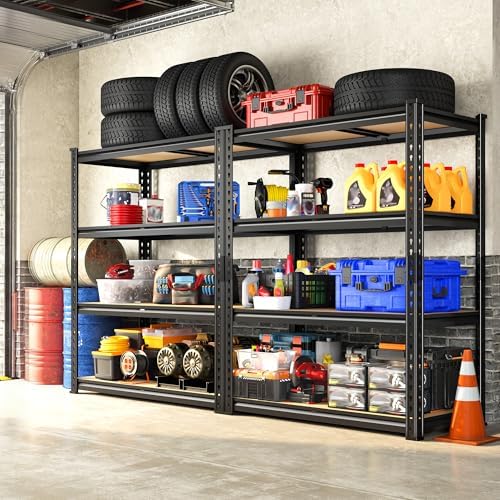DurayLoly Set of 2 Adjustable Storage Shelves for Garage Pantry Kitchen