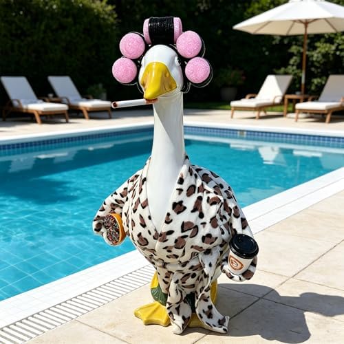 23ch Lawn Goose Leopard Bathrobe Outfit Entryway Funny Decor