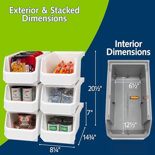 ReadySpace Large Stackable Plastic Storage Bins, 6-Pack, White