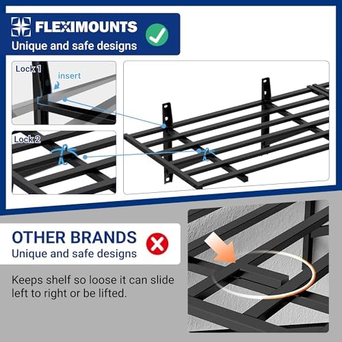 FLEXIMOUNTS 2 Pack 2x6ft Heavy Duty Garage Storage Wall Shelving, Black