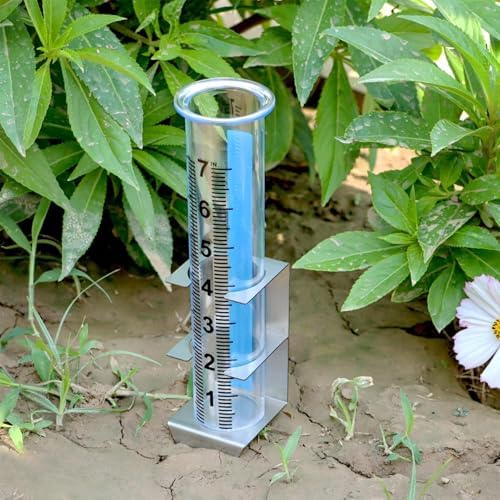 Glass Rain Measuring Gauge - Outdoor Weather Collector Stake, Reusable Snow Reader | Freeze Resistant Observation Tool with Markings for Lawn Yard Patio Garden Pathway, Outdoor, Portable with Proof
