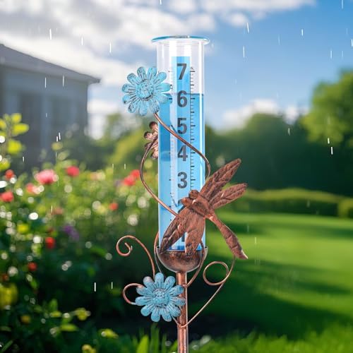 Rain Gauge Outdoor, Dragonfly Rain Gauges for Yard Patio Lawn Garden Decor