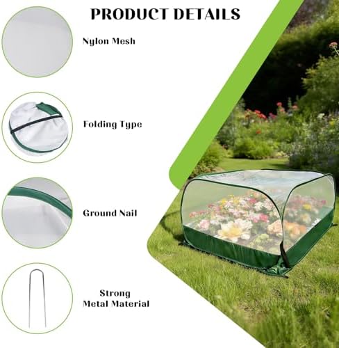 2Pcs 40"x40"x20" Pop Up Garden Mesh Plant Cover-Foldable Plant Protector