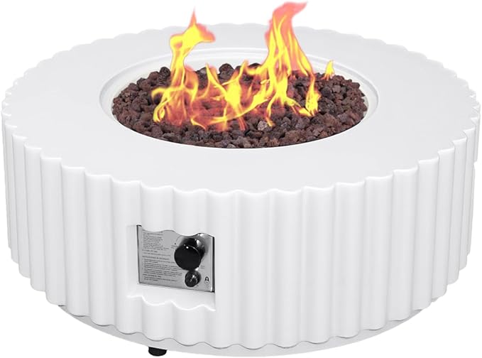 Afterglow Firepits All Terrafab External Gas Tank for Outdoor Use Round 50000Btu, White