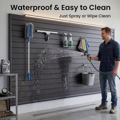SMARTSTANDARD Black Slatwall Panel Set, 4x8 FT PVC Panel with Accessory Kit