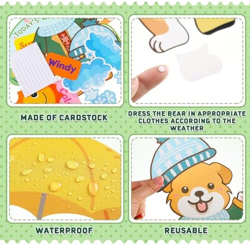 Gilprop 58 Pcs Dress for Weather Bulletin Board Set for Classroom, Dog