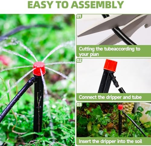 Riboud 60 Pack Drip Irrigation Emitters Sprays for 1/4 Drip Irrigation Tubing, Irrigation System for Garden (30 Pcs Emitters Vortex + 30 Pcs Emitters Stream)