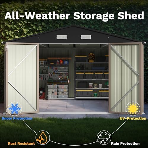 Patiowell 10x14 FT Outdoor Storage Shed, Brown