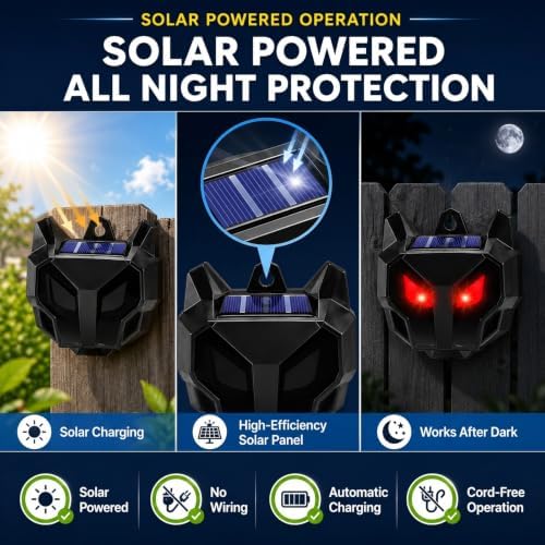 Solar Nocturnal Animal Repeller Outdoor with Predator Eyes Auto Activate Predator Deterrent Guard Lights for Coyote Skunk Deer Fox Raccoon,Nighttime Protection for Chicken Coop Yard Garden, 8 Pack
