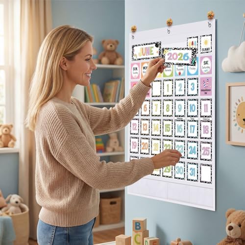 Sinload Classroom Calendar Pocket Chart Black, Composition