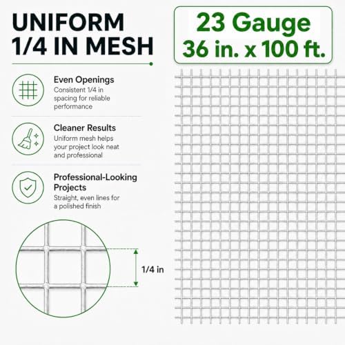 GoldPeak Hardware Cloth 1/4 inch Galvanized Wire Mesh 36'' x 100' 23 Gauge