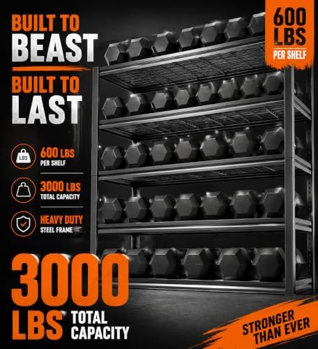 PRESTELION Garage Shelving 3000 LBS Adjustable Metal Storage Shelves