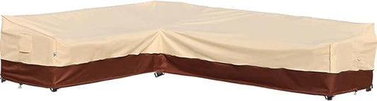 Outdoor Sectional Cover - Patio Furniture Covers Waterproof Rip-Stop Anti-UV 600D Heavy Duty Outdoor Sofa Couch Cover with 3 Air Vents (L-Shaped-Left facing-90''X120'')