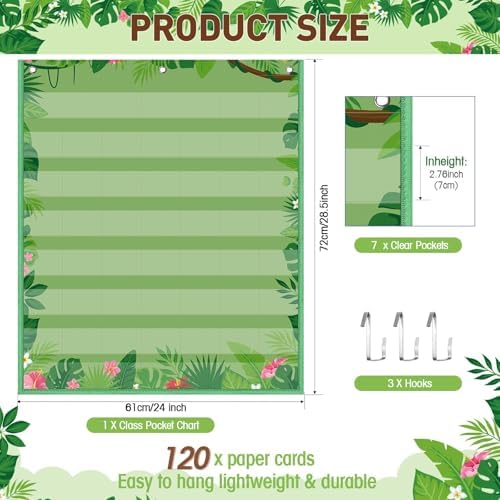 Sinload Classroom Calendar Pocket Chart Green, Jungle