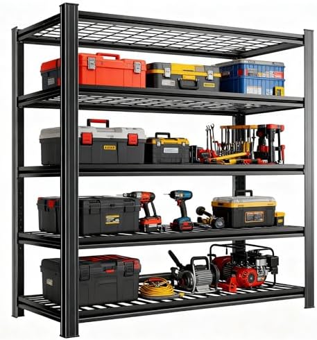 Garage Shelving Units Heavy Duty, Adjustable Metal Storage Shelves, Tall Steel Rack for Garage, Basement, Warehouse Organization (72” H x 35.43” W x 15.75” D)
