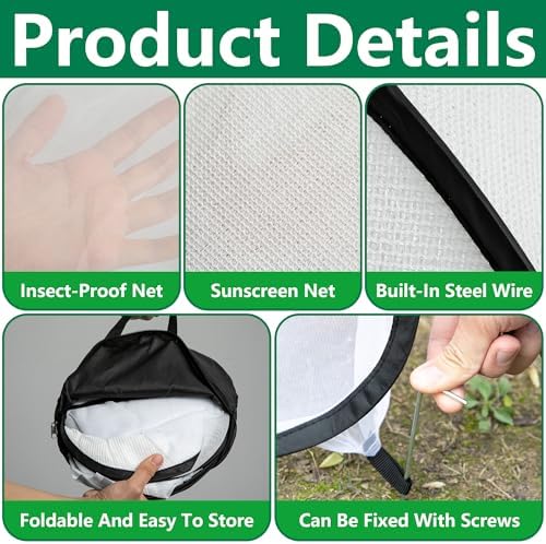 2Pcs Pop Up Garden Netting Bug and Shade Cover,Plant Sun Shade Netting Tent