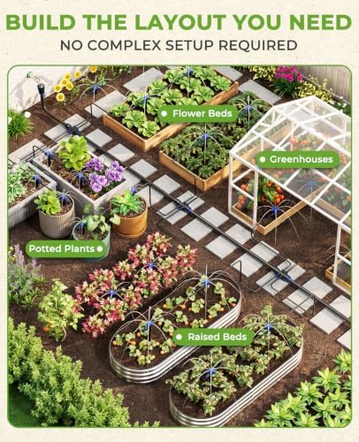 HIRALIY 50FT Drip Irrigation Kit, Garden Watering System