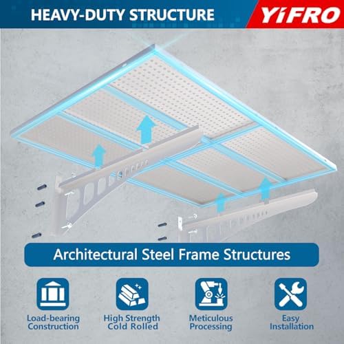 4-Pack 2x3ft Heavy Duty Garag e Wall Shelving, 1000 lbs Load Capacity, Garage Shelving Wall Mounted, Garage Storage Rack with Hooks, White