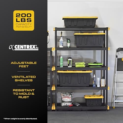 CX 5-Tier Heavy Duty Plastic Storage Shelves for Garage Organization