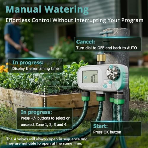 QUOBAS Sprinkler Timer for Garden Hose, Programmable Brass Water Timer