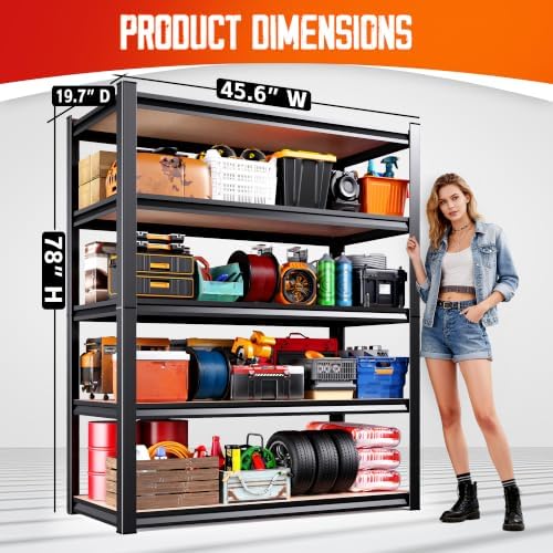 Set of 2 Garage Shelving-2050 lbs 5 Tier Storage Shelves,Adjustable Heavy Duty Metal Shelving Unit and Storage Large Rack,Utility Steel Shelf For Warehouse Industrial Pantry Basement 78"x46"x20"