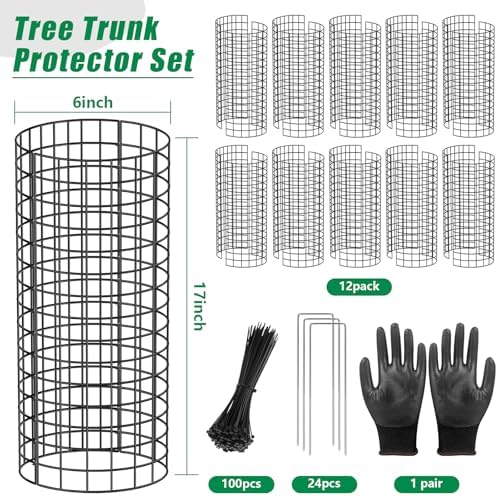 UQM 12 Pack Tree Trunk Protector, 24 Pcs Metal Tree Guards Trunk Protector