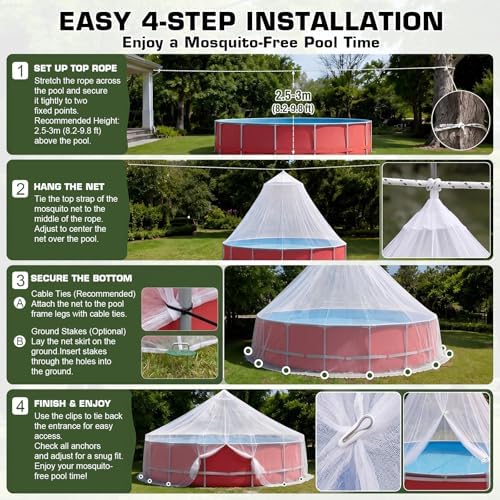 Pool Net Dome 10-12FT Above Ground, Mosquito Leaf Cover
