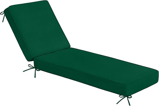 Sundale Outdoor Olefin Chaise Lounge Cushion, Water-Resistant Patio Lounge Chair Cushion, Thick Lounger Pad with 4 Straps Dark Green, 80 x 26 x 4 Inches