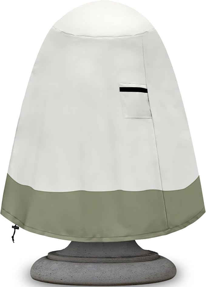 Fountain Cover（48"x68"） 600D Oxford Cloth Garden Fountain Statue Protective Cover, Fountain Protector with Drawstring Weather Resistant for Winter Outdoor Patio Fountain (48"x68"- khaki)