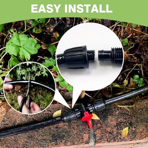 Maotong 40 FT 1/2 inch Drip Irrigation Irrigation kit Main Line Supply Hose Tube for Garden Irrigation System (Includes 1/2"" Straight Connector, 3-Way Connector, Switch Valve), Black