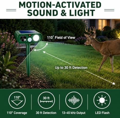 2026 Upgraded 4-Pack Solar Ultrasonic Animal Repellent Outdoor for Yard