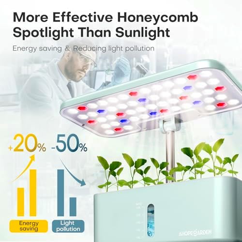 Ahopegarden Indoor Garden Hydroponics Growing System: 10 Pods Kit with LED