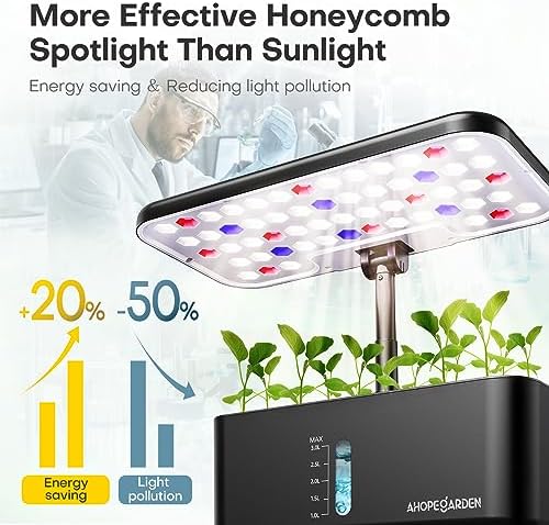 Ahopegarden Indoor Garden Hydroponics Growing System: 10 Pods Kit with LED